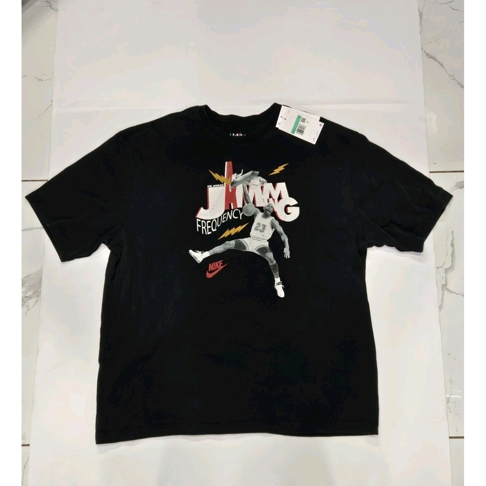 Nike Air Jordan‎ Brand Jamming Frequency Black White Red T-Shirt Men's Sz XL